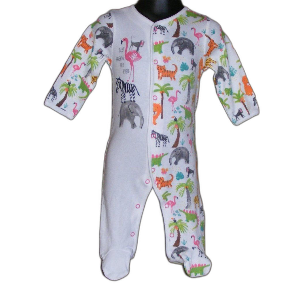 MINOTI BABY Footie Sleeper, 3-6m, Zoo animals Snap
